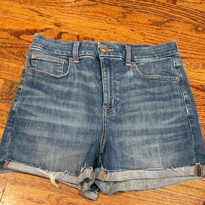American Eagle Outfitters Faded Blue Denim Rolled Hem Shorts